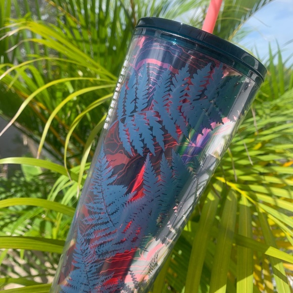 Starbucks Ocean Woodland Fern Tumbler Cold Cup 24oz New Fall 2022 Rose Gold Foil - Picture 8 of 16